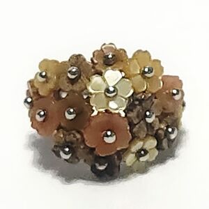 FLOWER Silver Wide Sterling Ring size 7 Tigers Eye Carnelian MOP